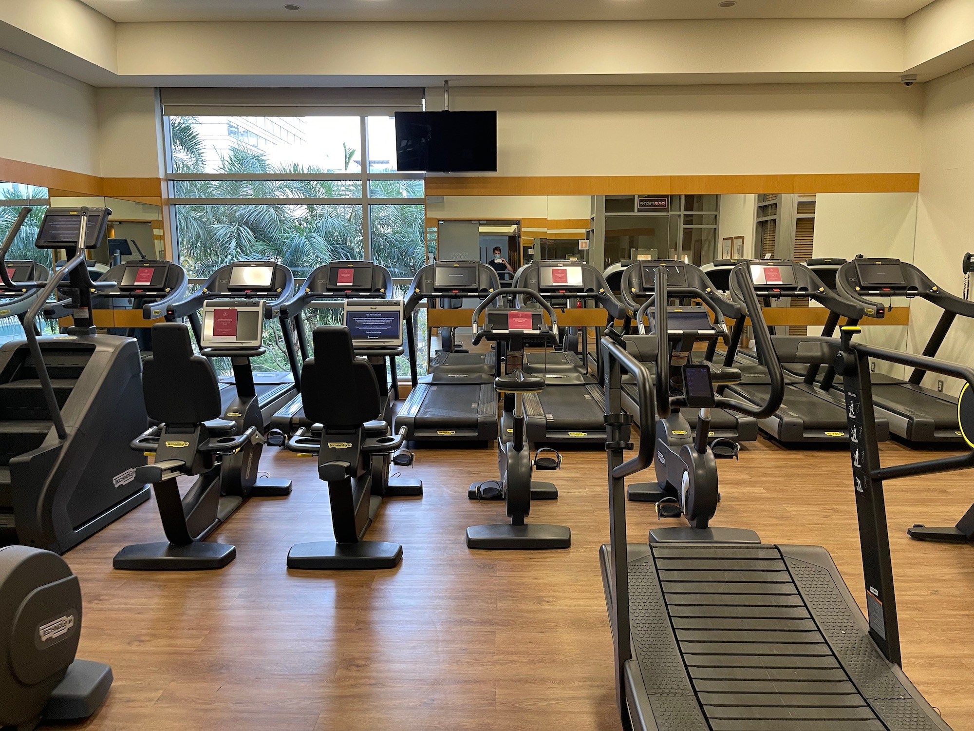 a room with exercise equipment