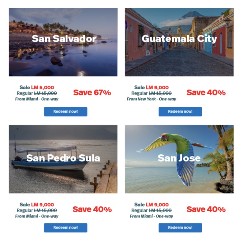 LifeMiles redemptions on sale