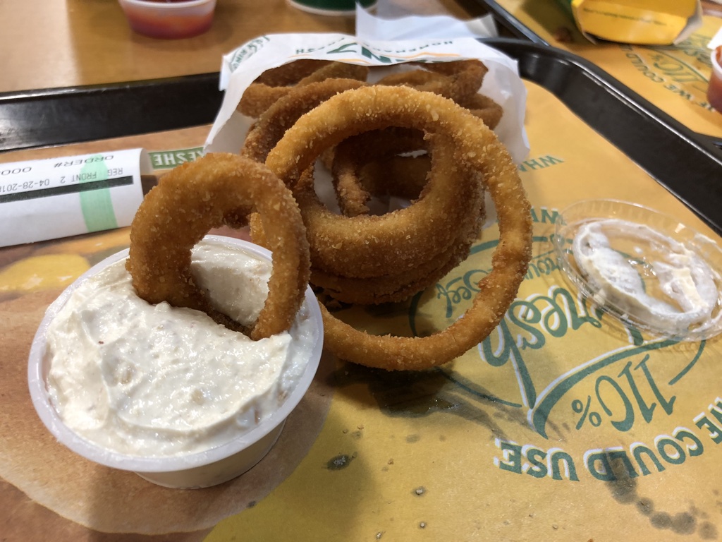 Onion rings and French onion dip Runza restaurants