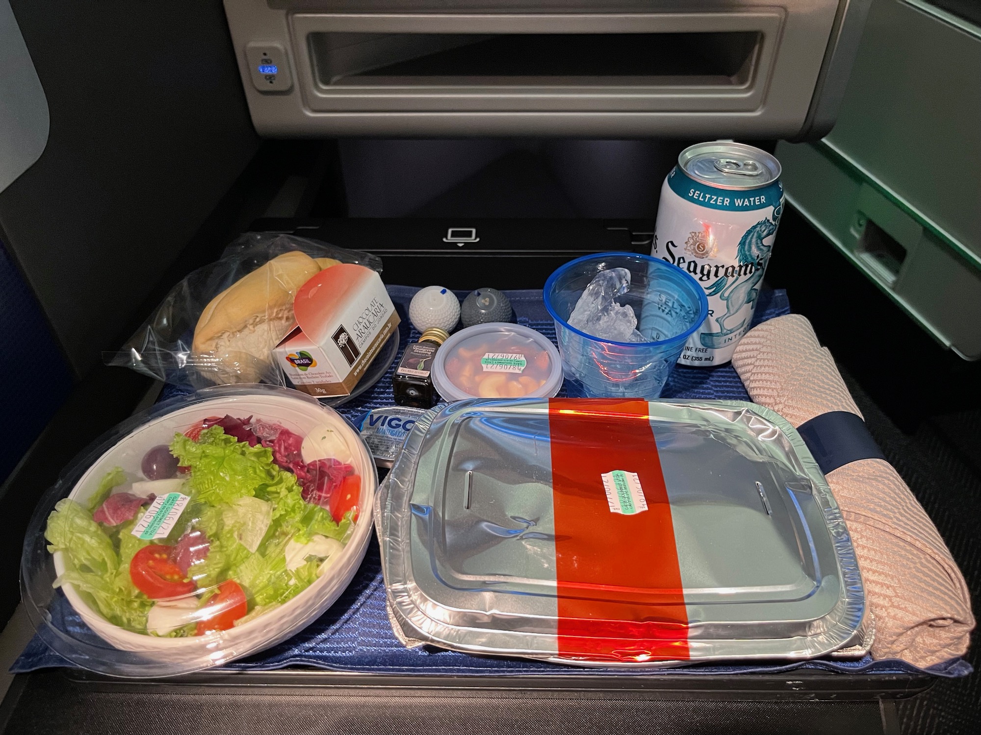 food in a tray on a table