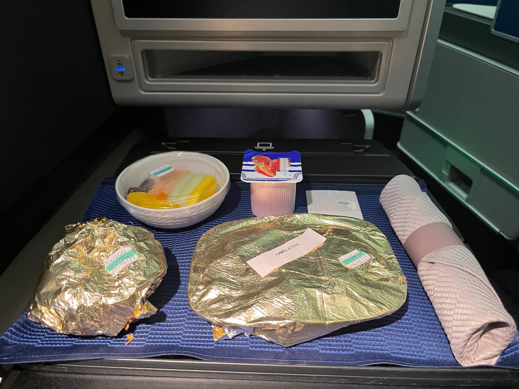 food in a tray on a table