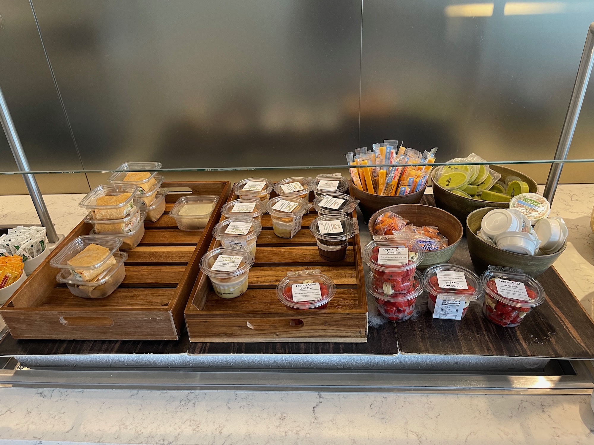 a display of food on a counter