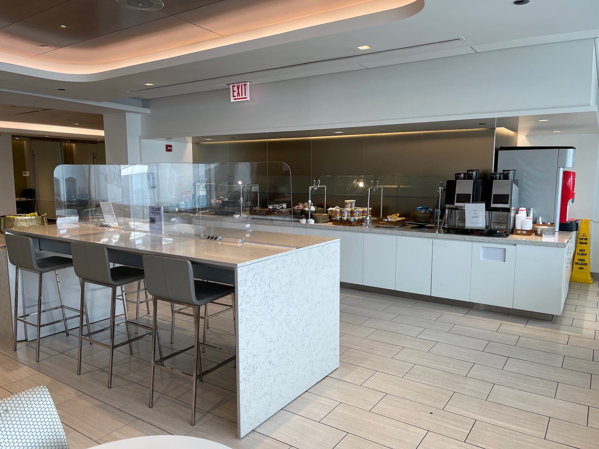 a counter in a restaurant