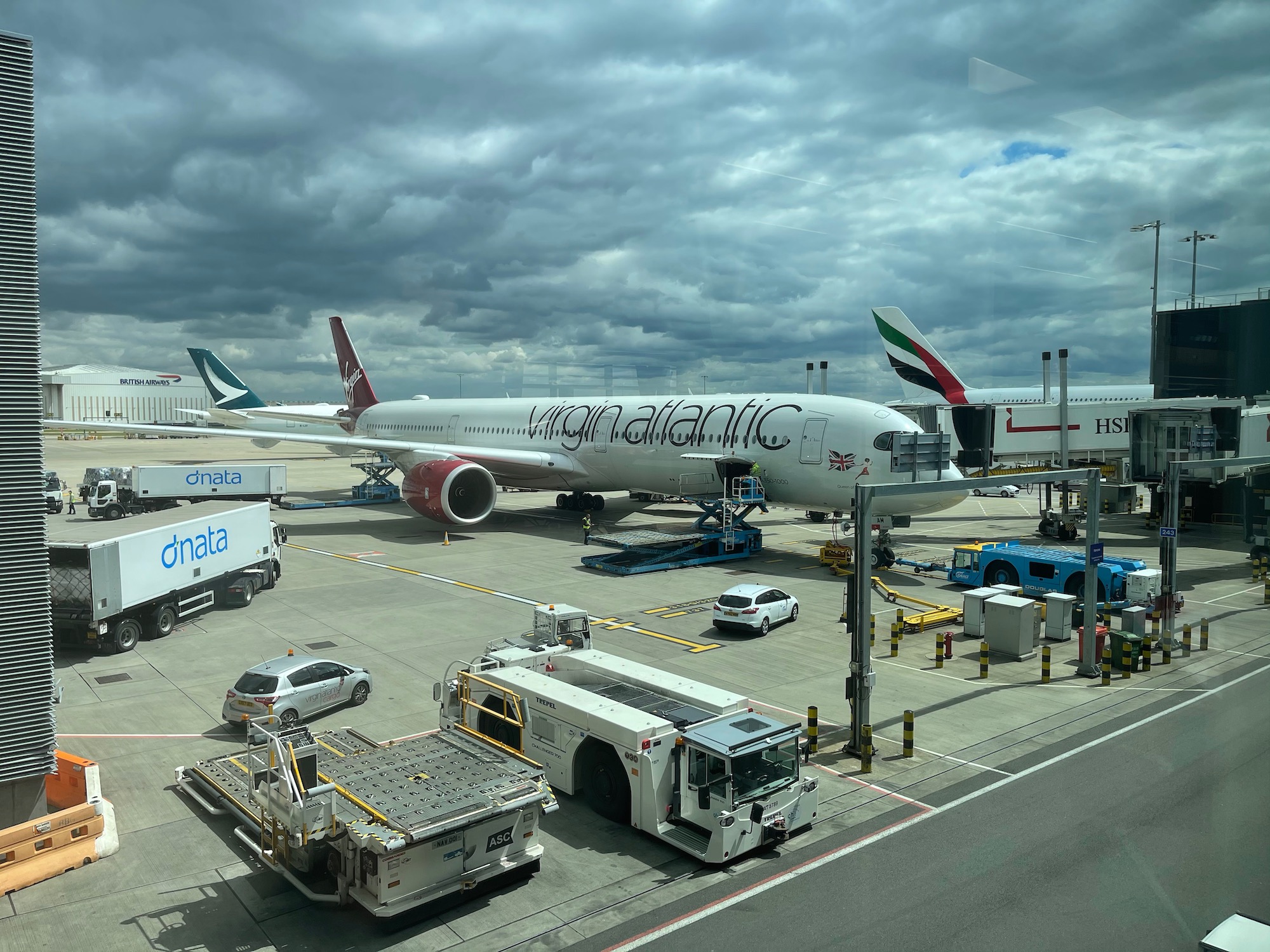 a large airplane parked at an airport