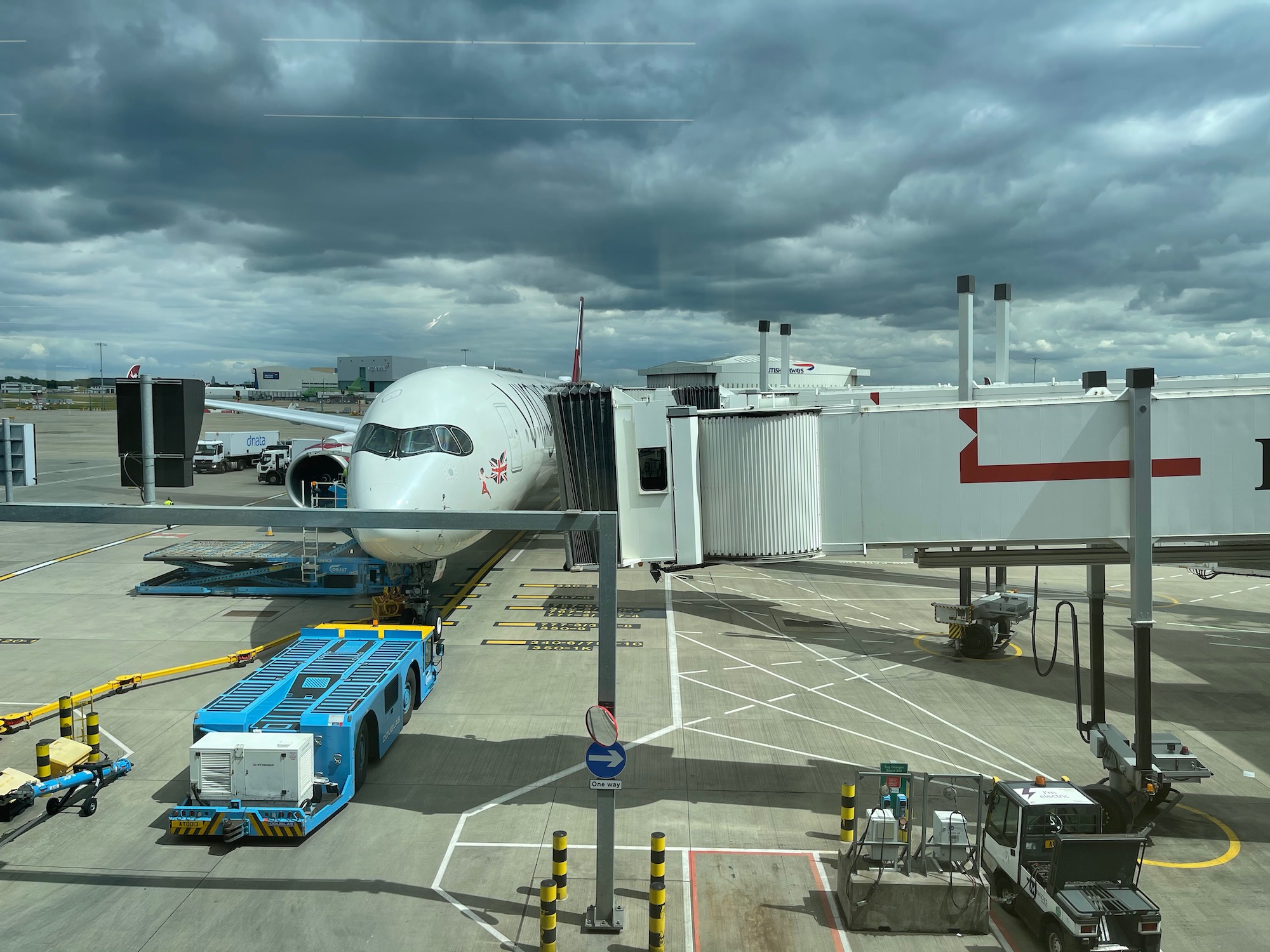 an airplane parked at an airport