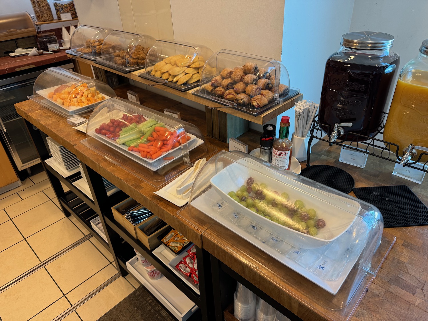 a display of food on a counter