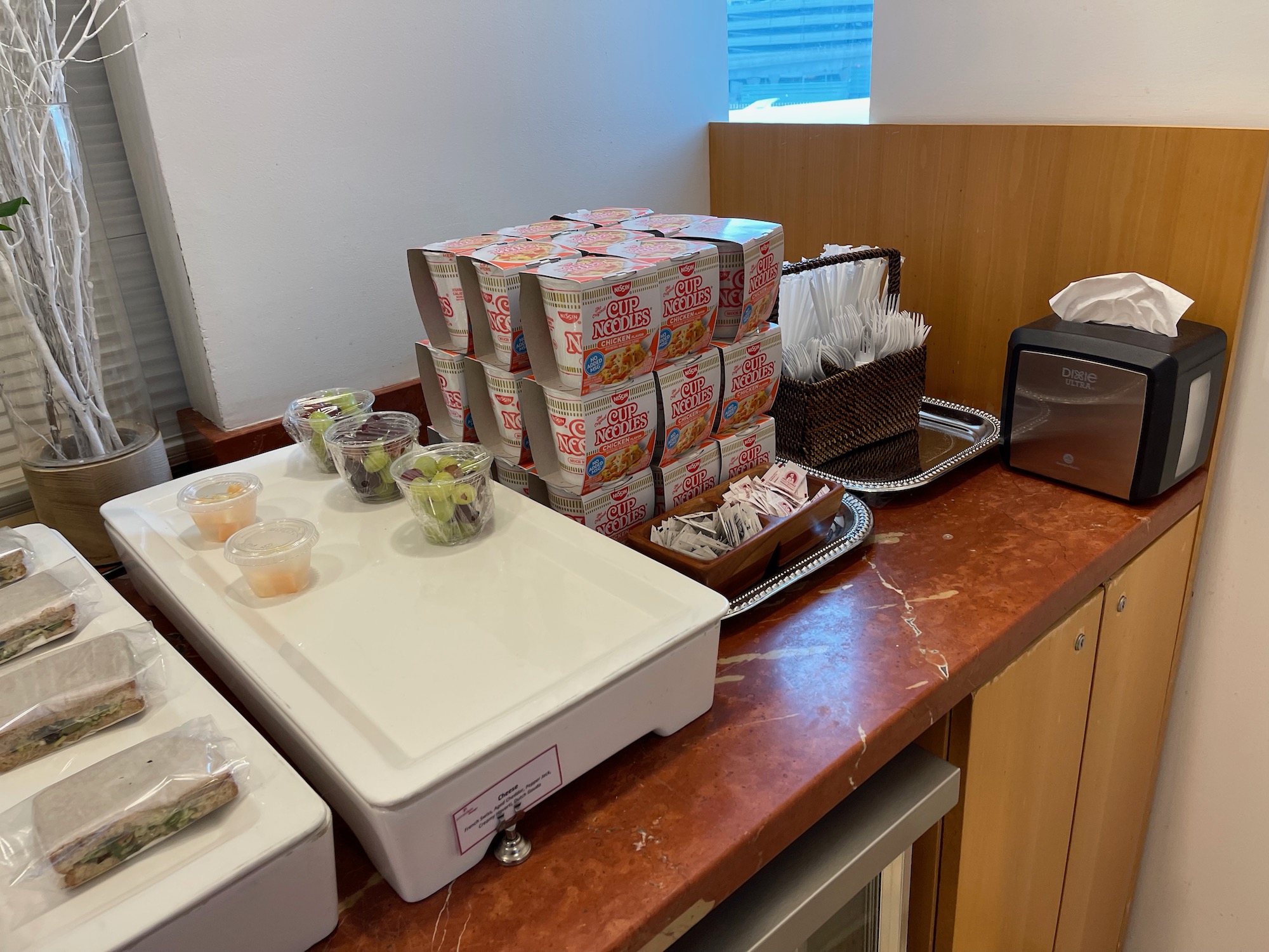 a group of boxes of food on a counter