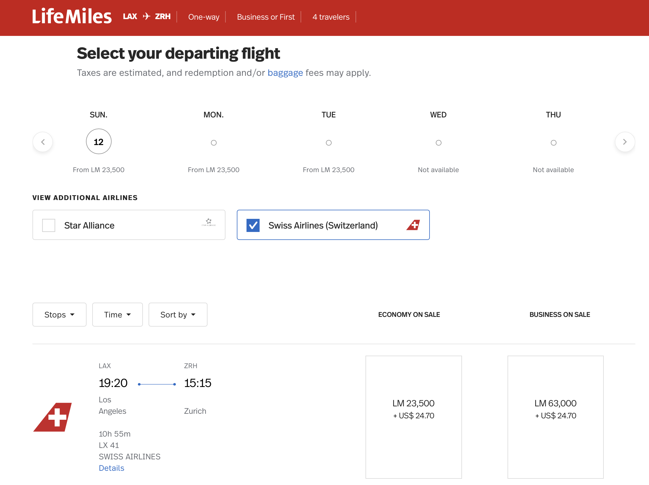 a screenshot of a flight schedule