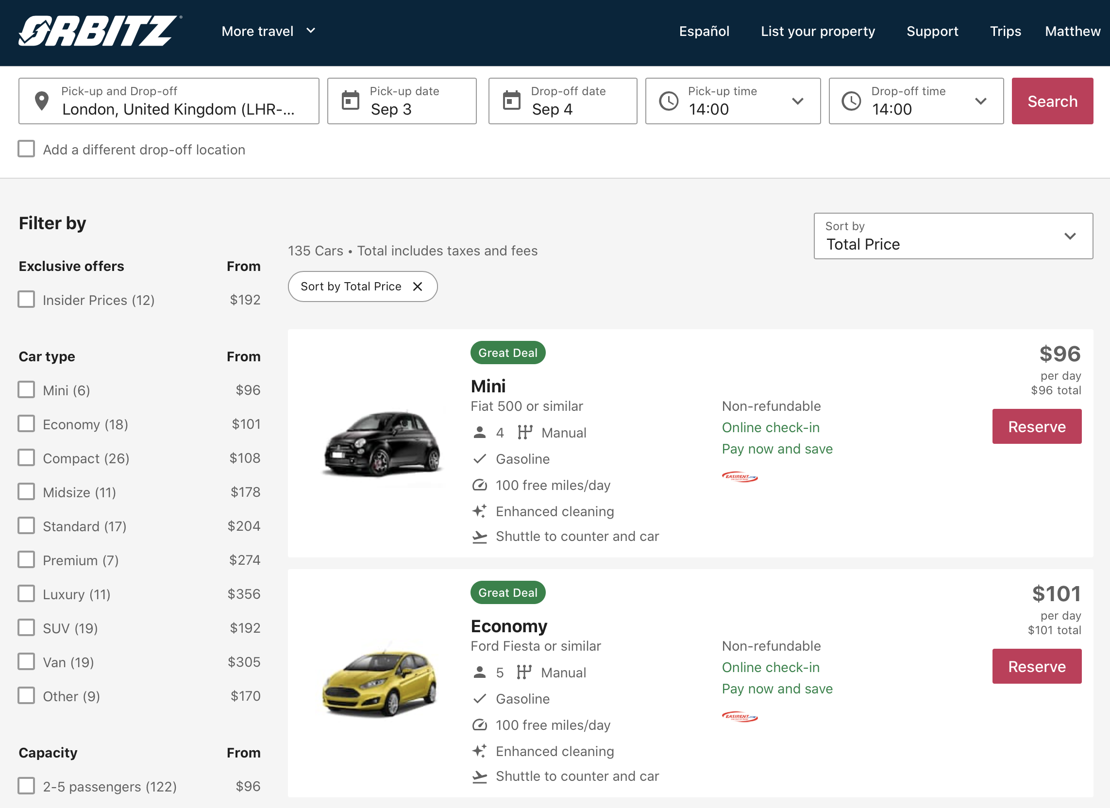 a screenshot of a car sales page