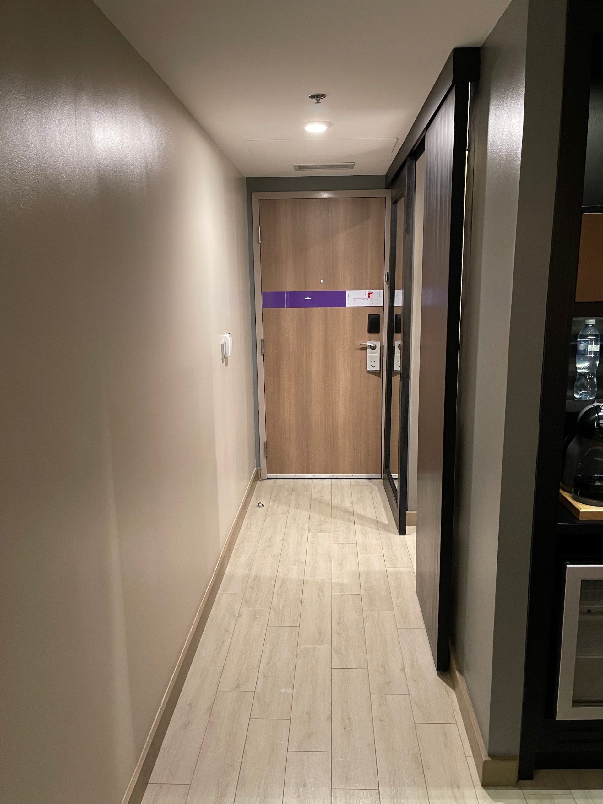 a hallway with a door