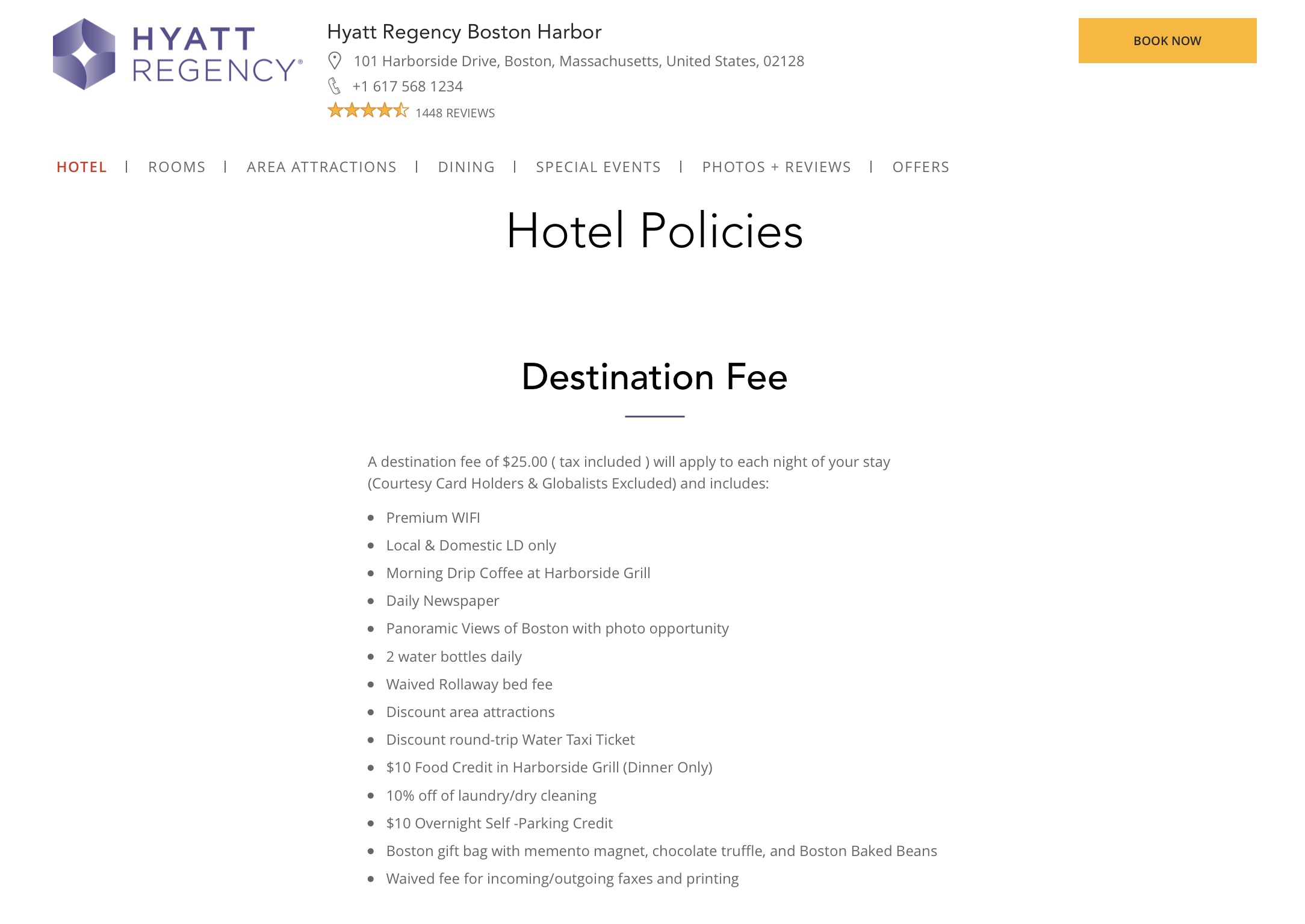 a screenshot of a hotel policy
