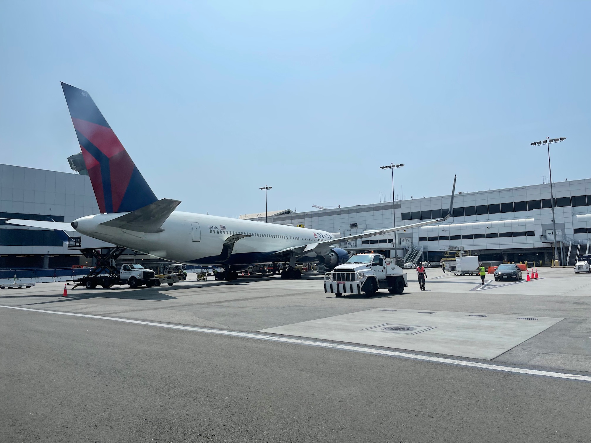 a plane parked at an airport