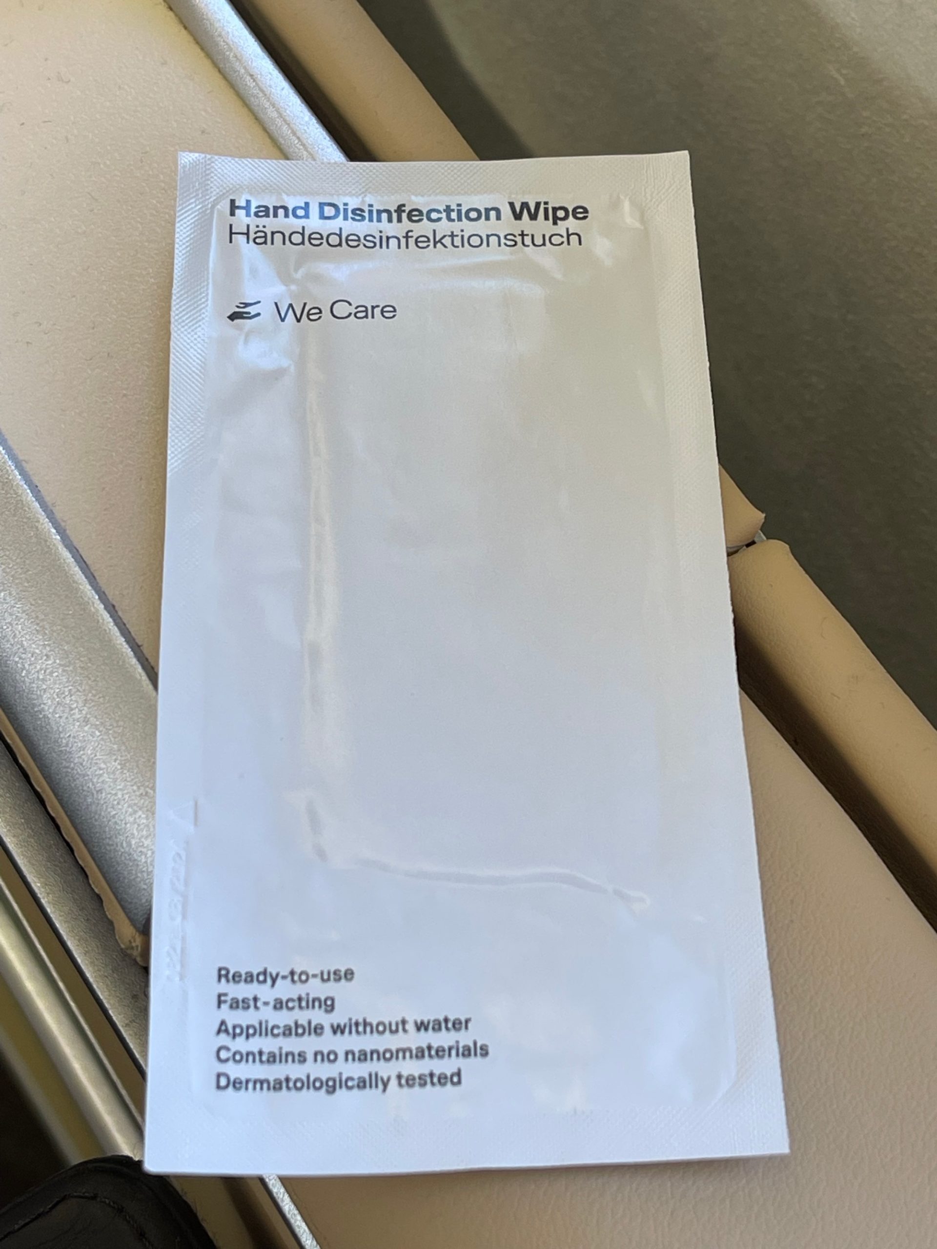 a white package of hand sanitizer wipes