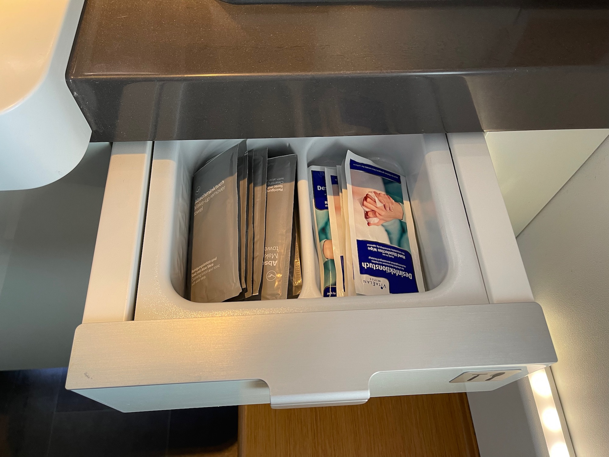 a drawer with packets in it