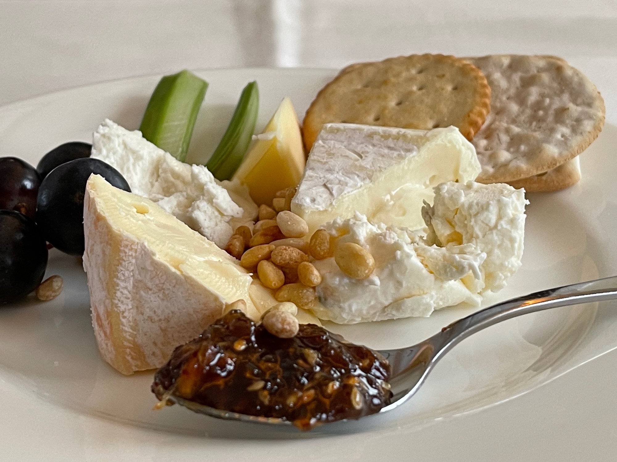 a plate of food with a spoon