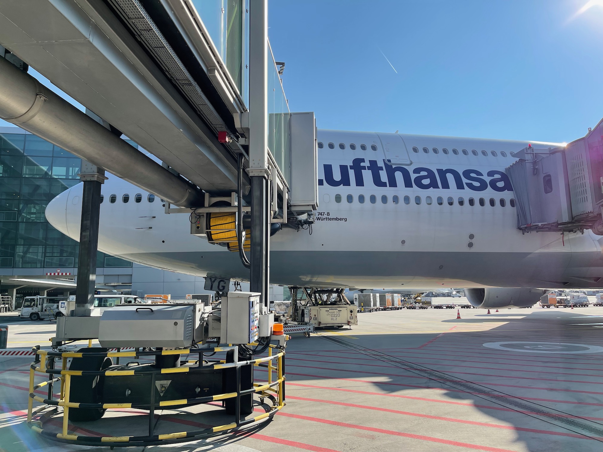 a large airplane parked at an airport