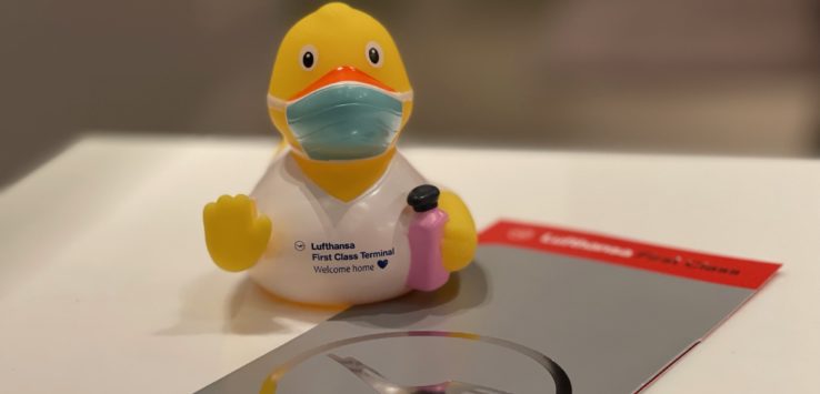 a rubber duck wearing a face mask