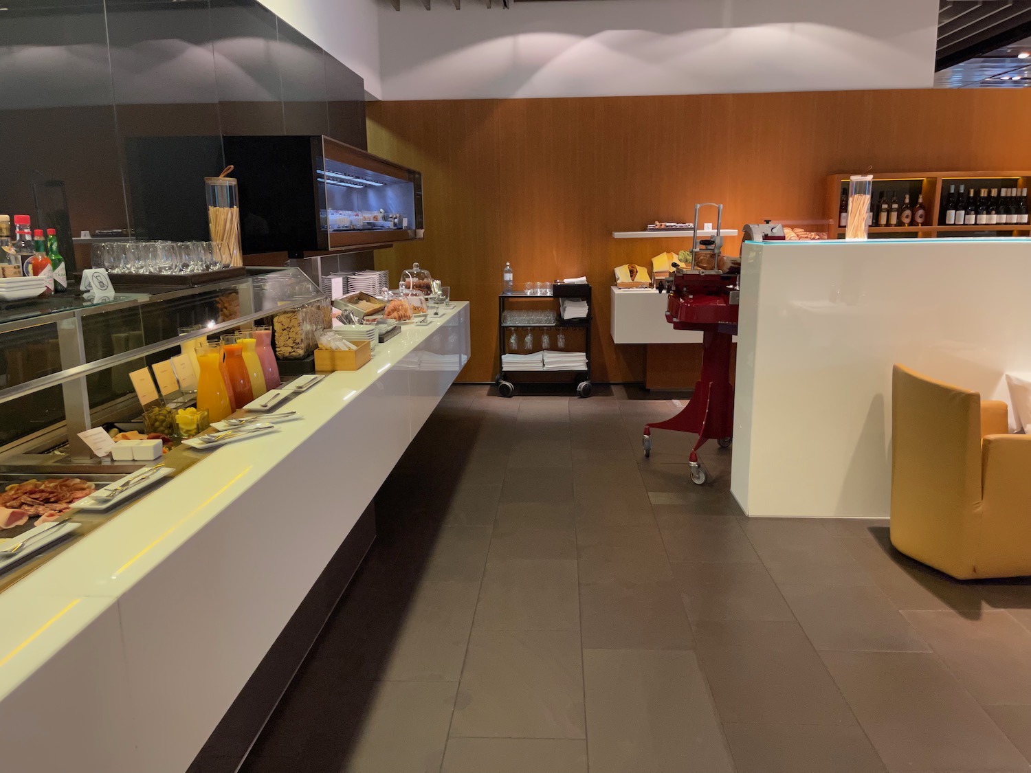 a food and drinks counter in a room