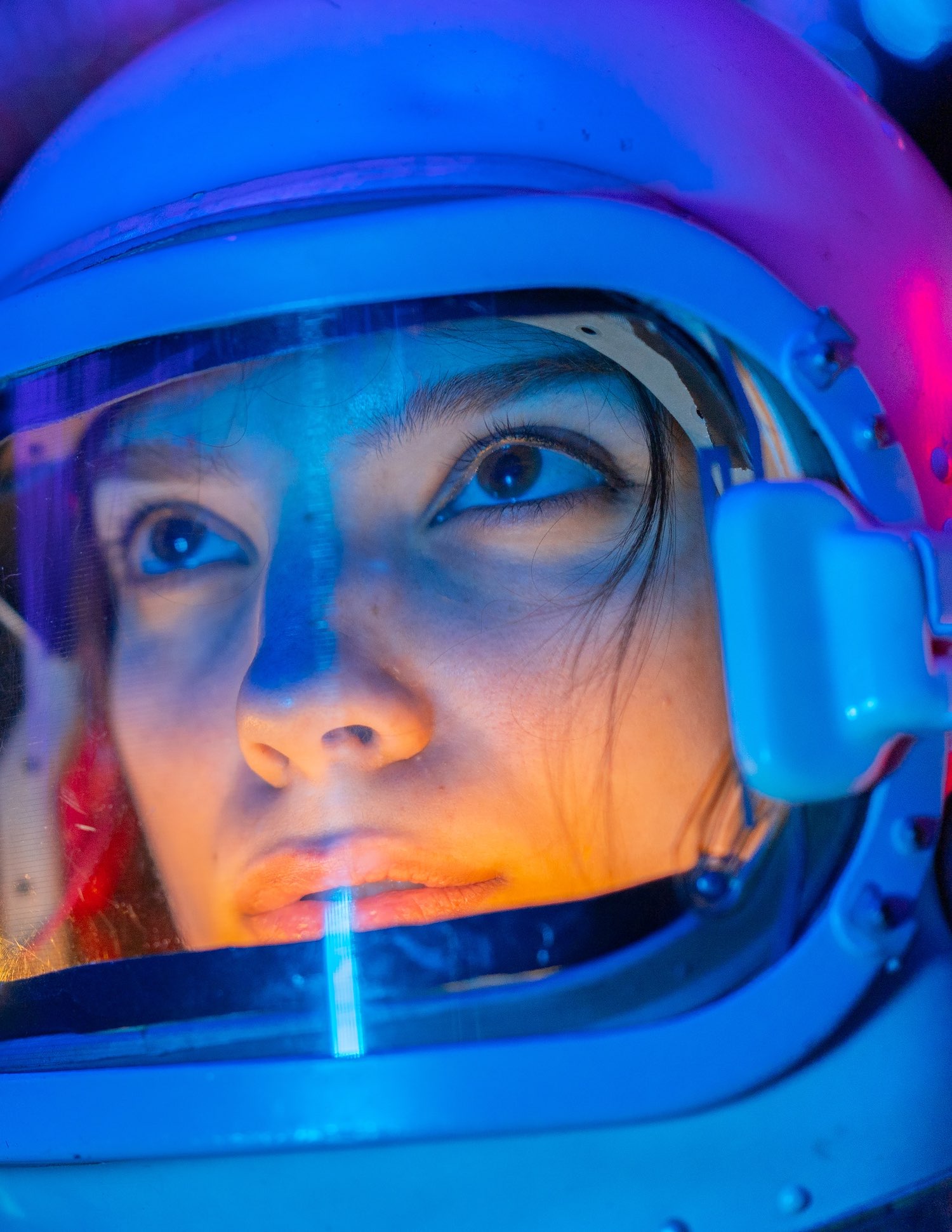 a woman wearing a helmet