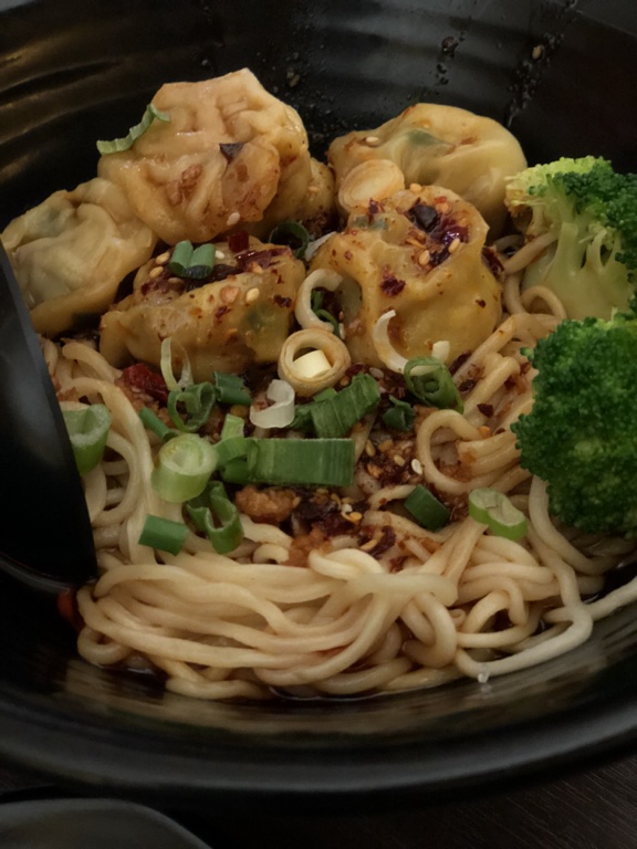Spicy wonton noodles at Everyday Noodles Pittsburgh Restaurant