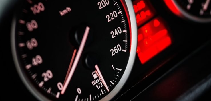 a close up of a speedometer