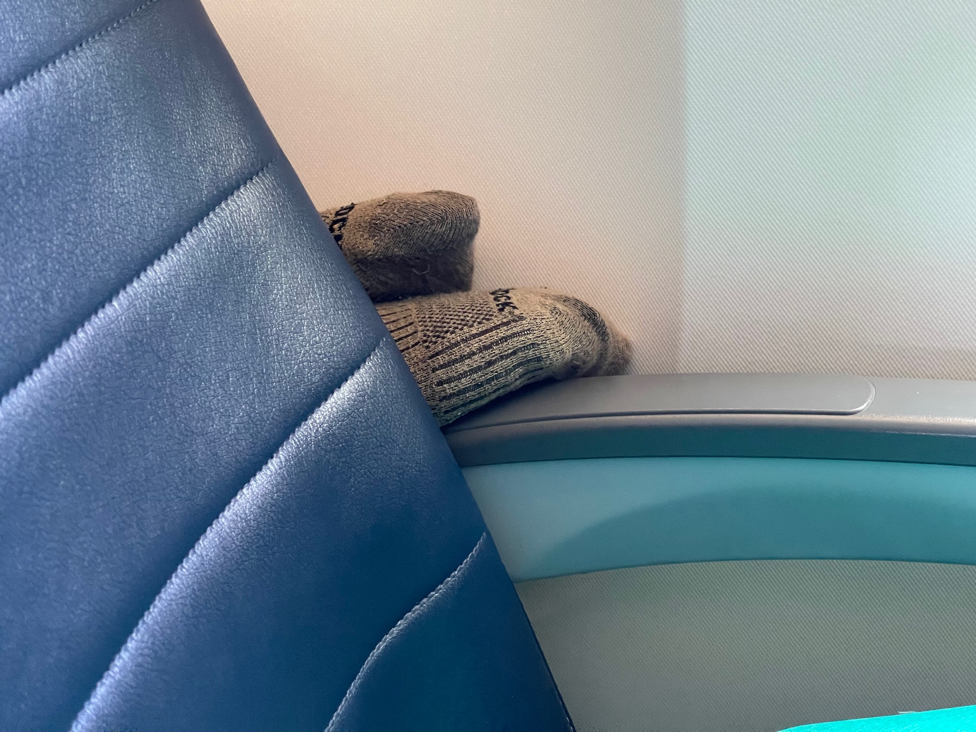 a pair of socks on a seat