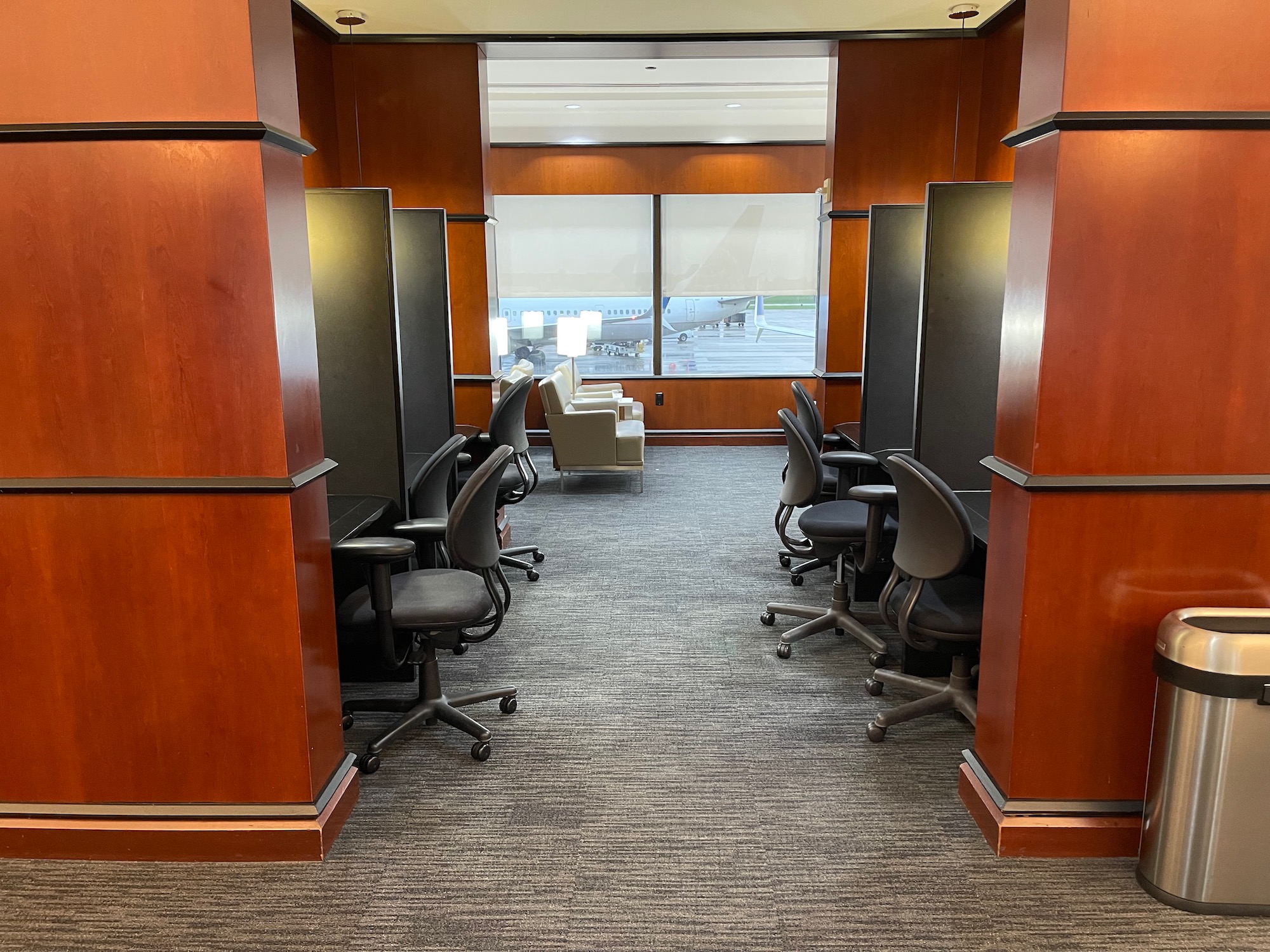 a room with chairs and tables