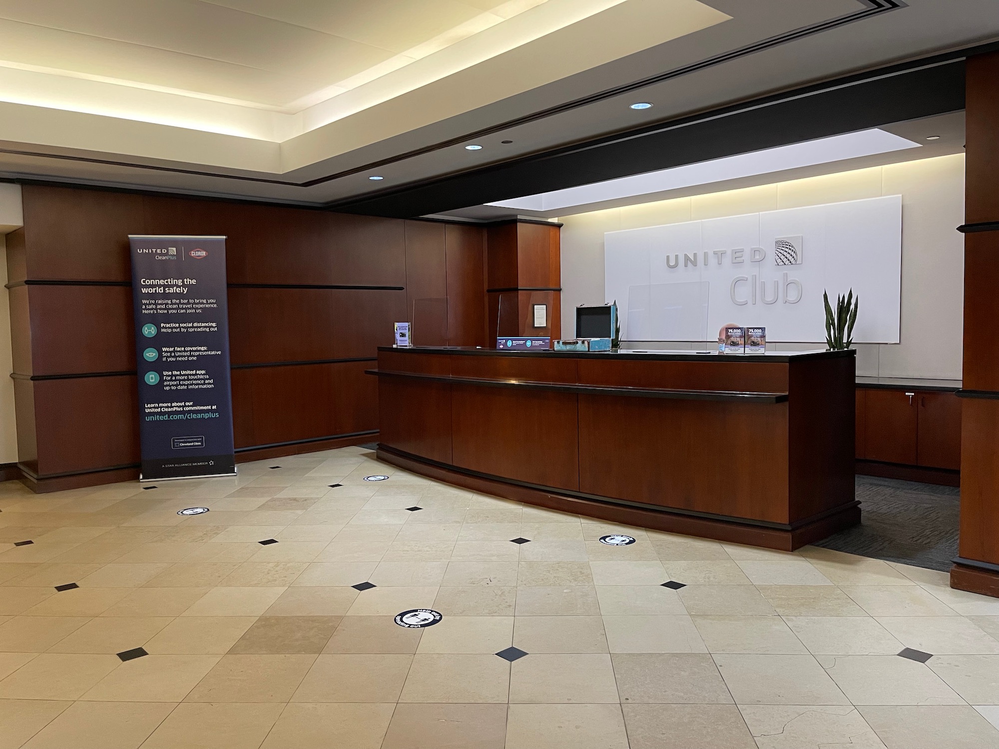 a reception desk in a building