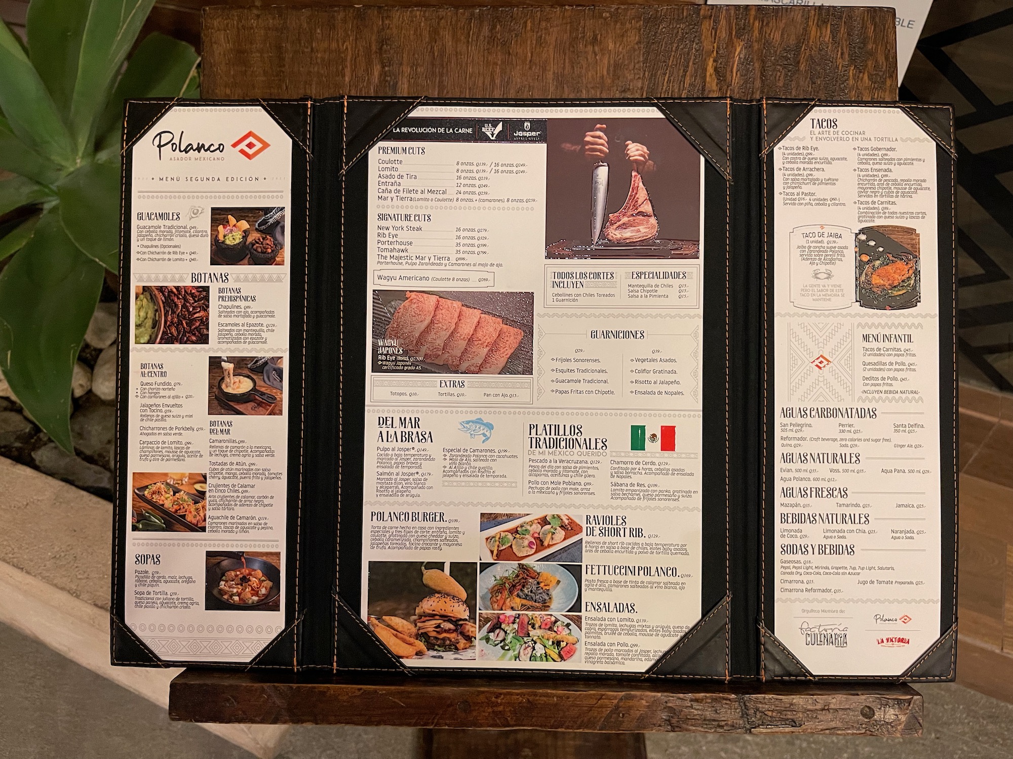 a menu on a table