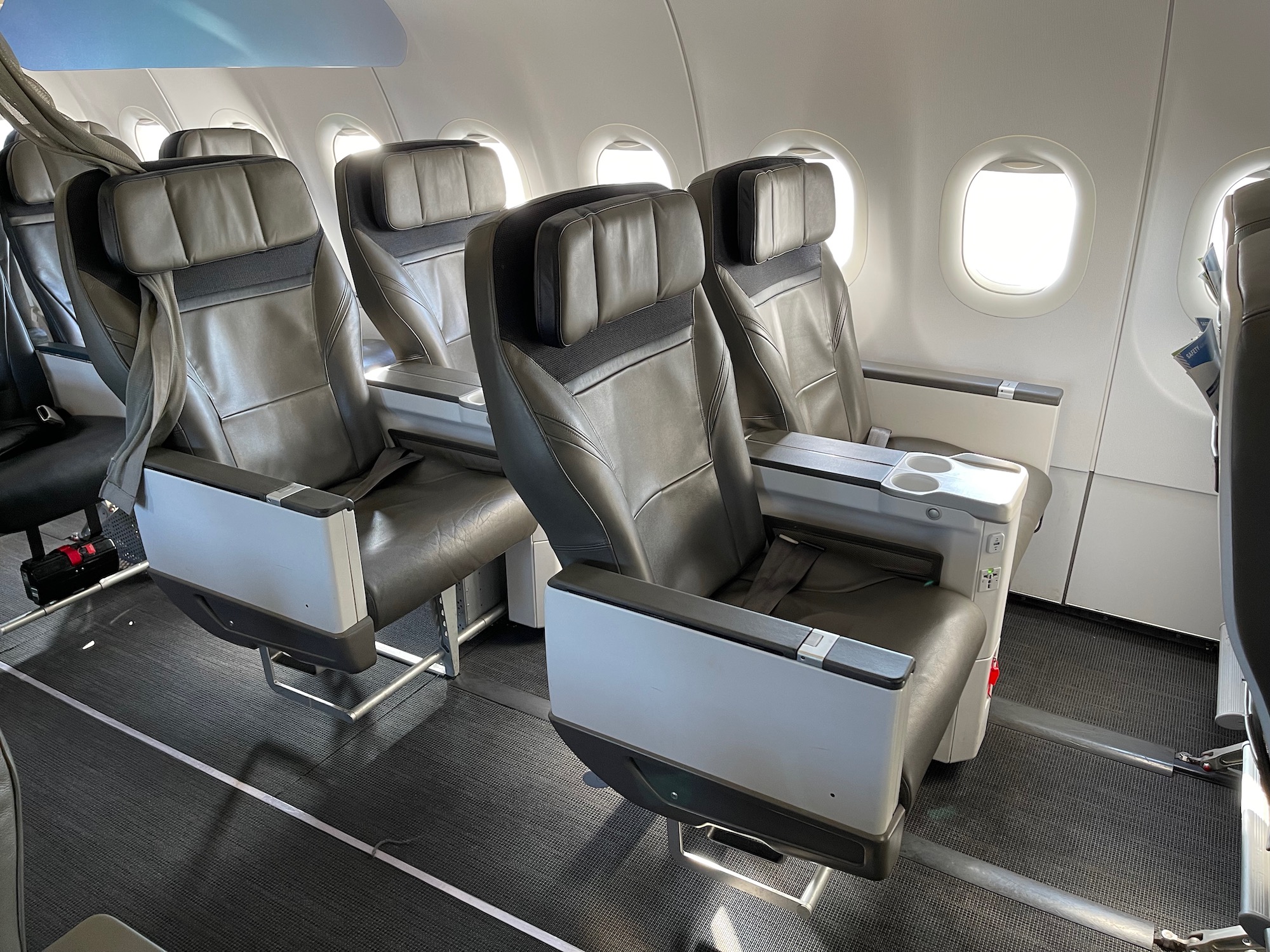 a row of seats in an airplane