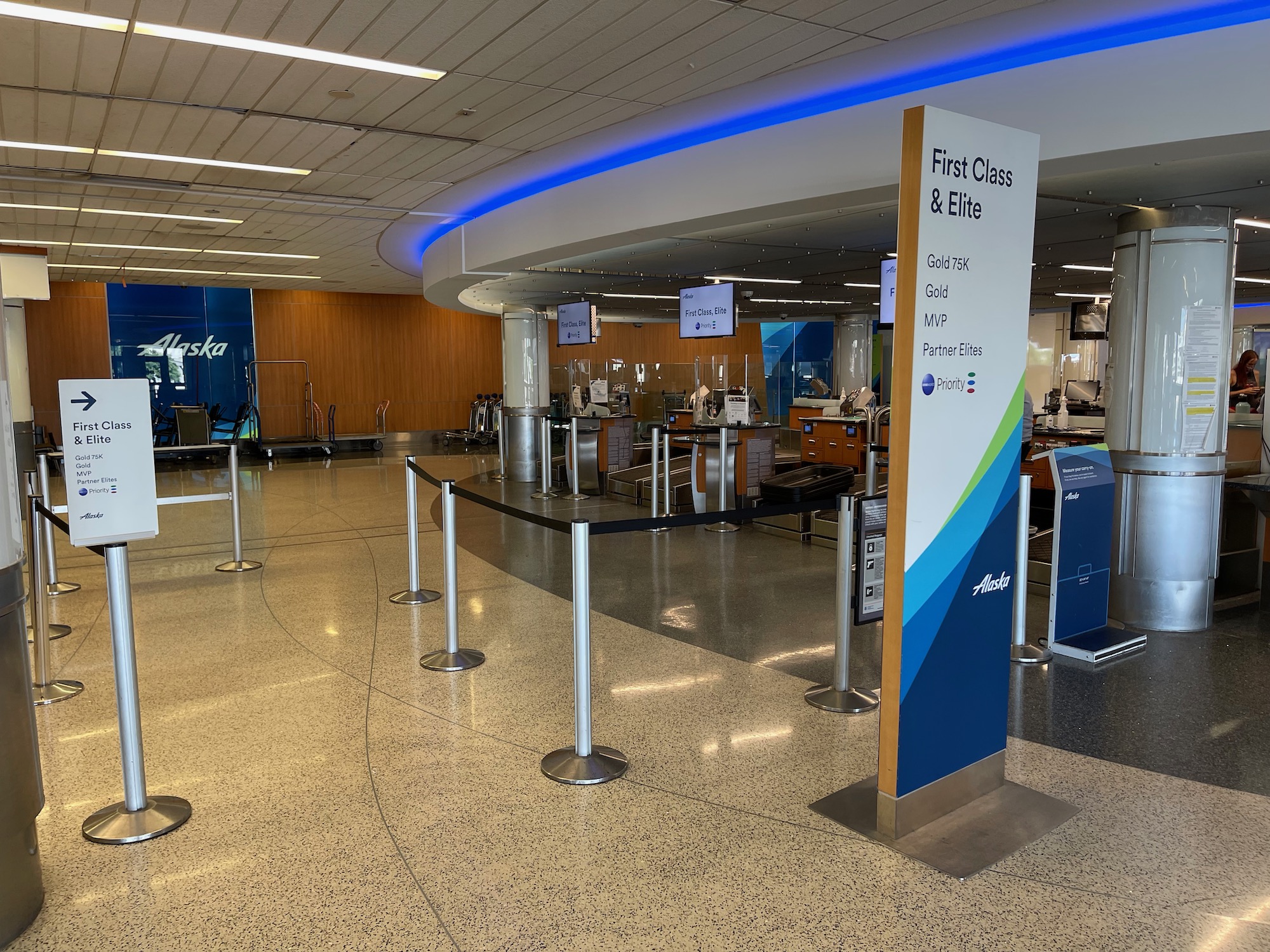 a check in area in an airport