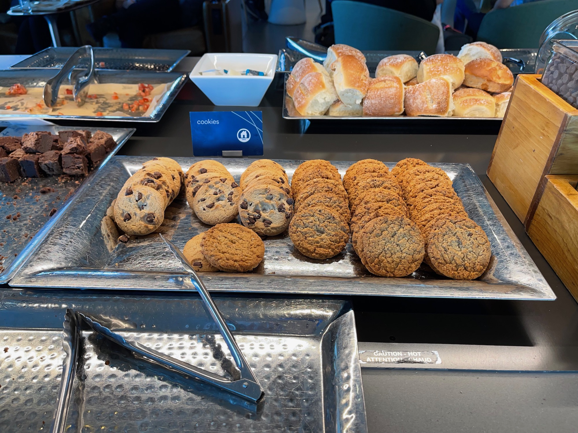 a tray of cookies and pastries