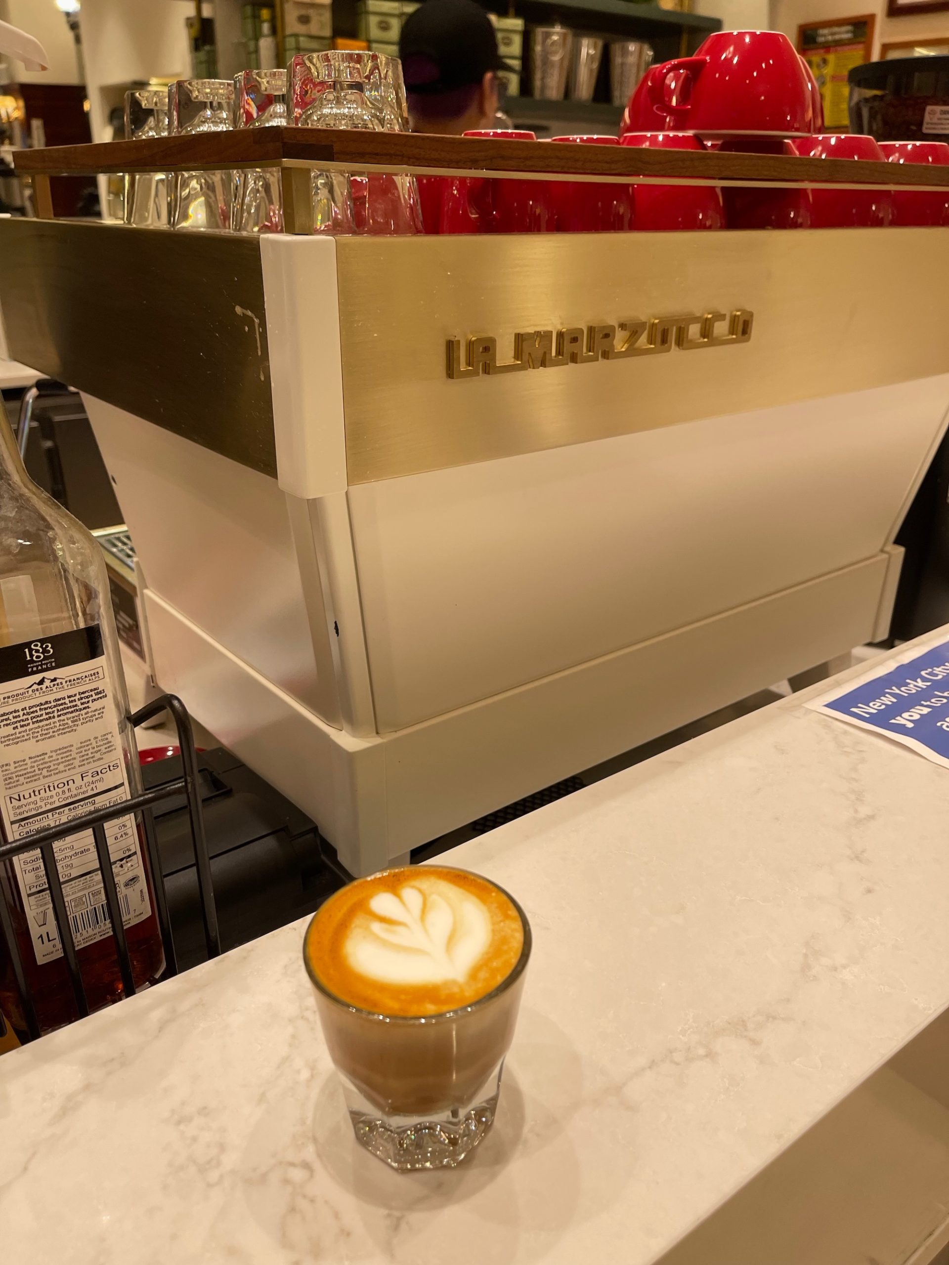 a cup of coffee on a counter