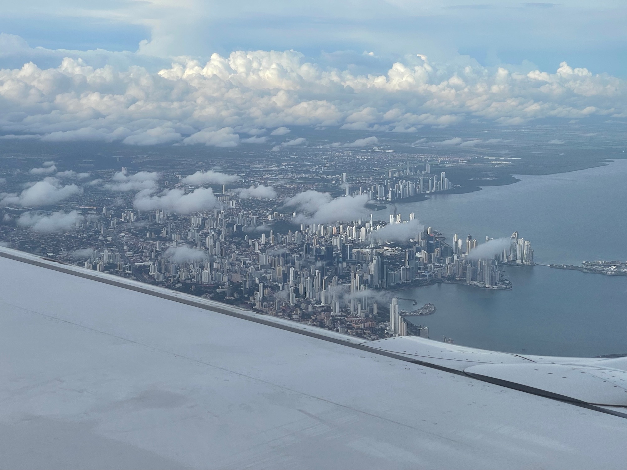 a city and water from an airplane