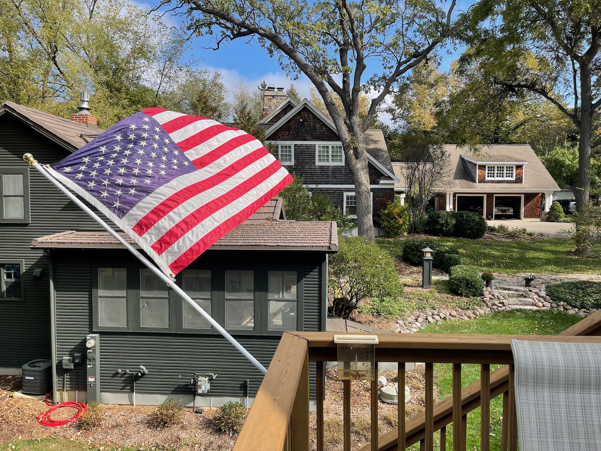 a flag on a house