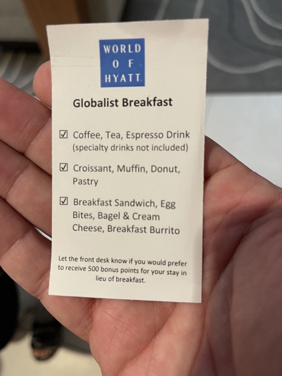 Hyatt Regency Bethesda Globalist breakfast options