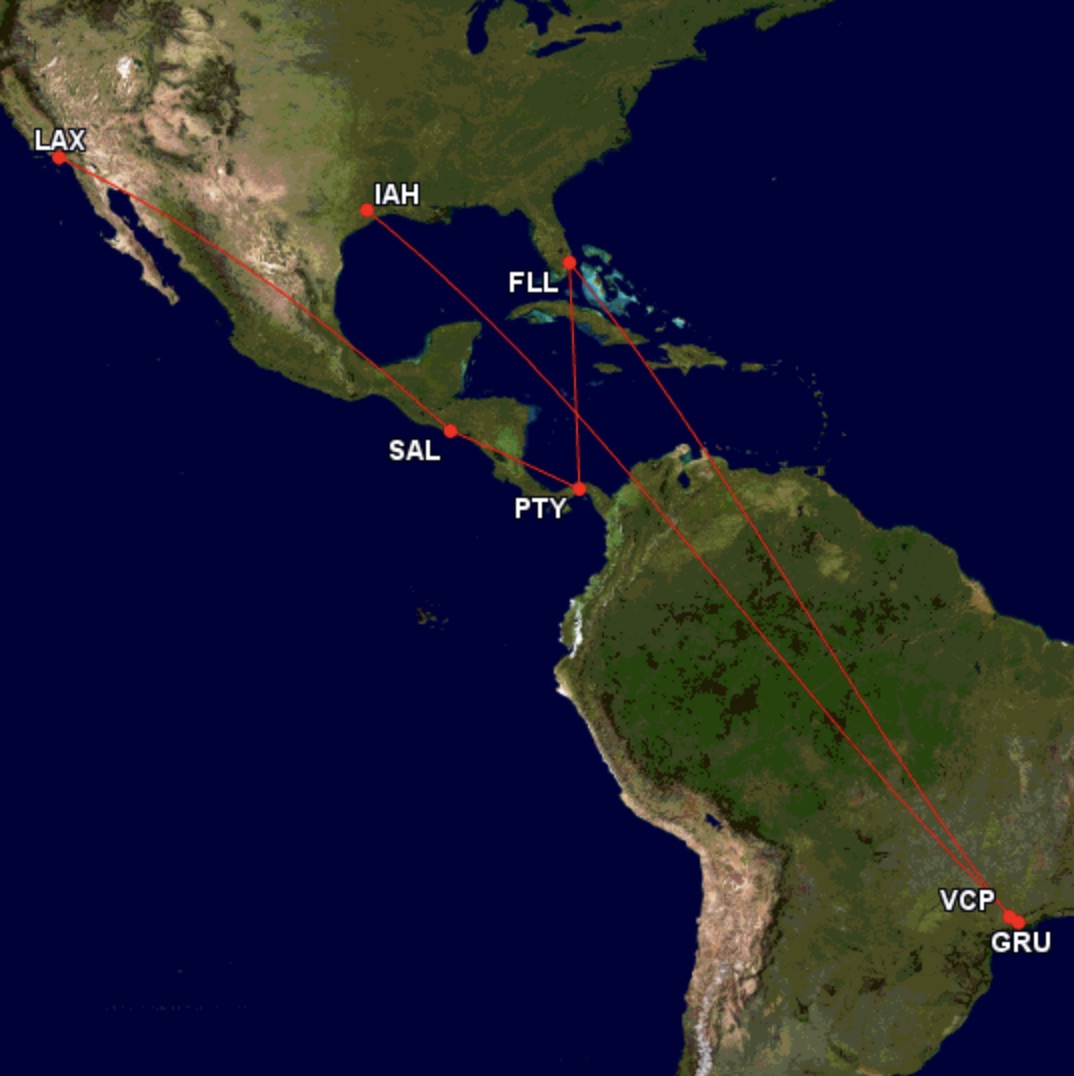 I m Flying From Houston To Los Angeles Via Brazil Florida Panama