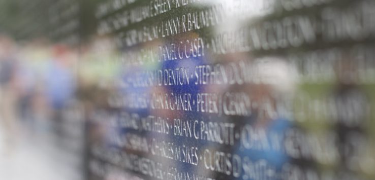 Names etched into The Wall at the Vietnam War Memorial
