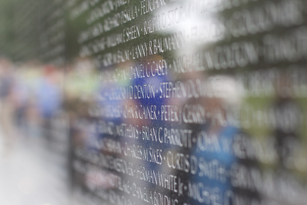 Names etched into The Wall at the Vietnam War Memorial