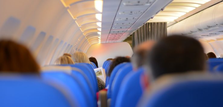 a group of people in an airplane