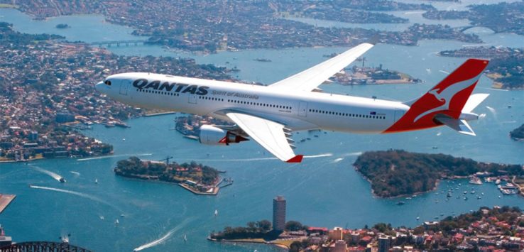 an airplane flying over water