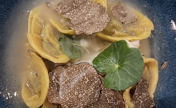 Tortolloni bolognese with crudo brodo