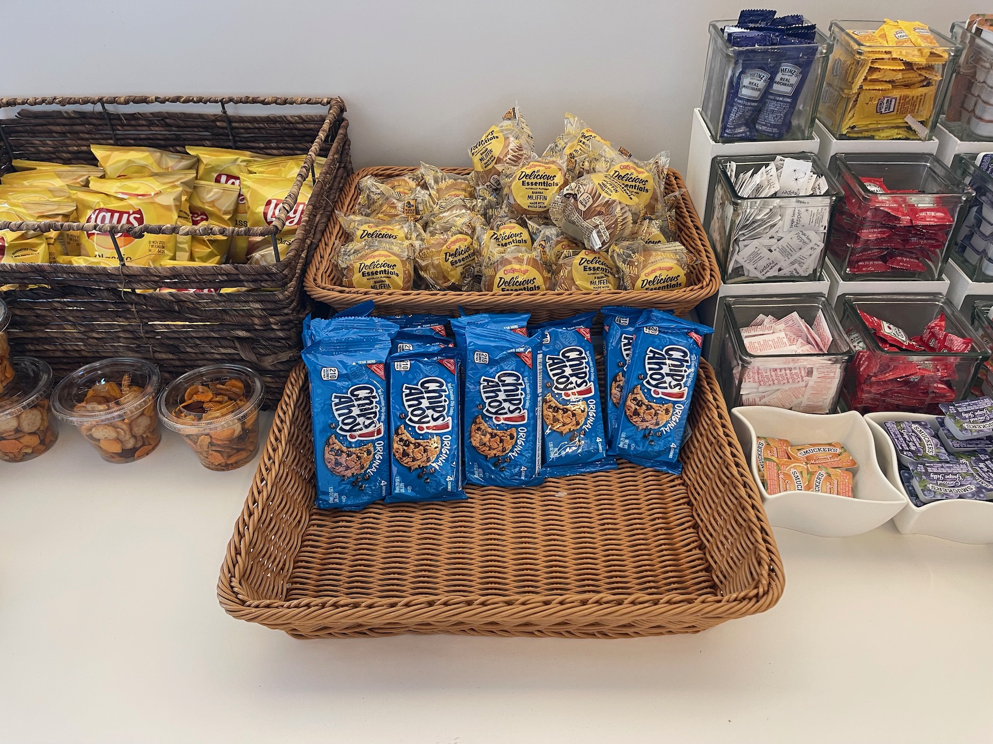 a basket of food and snacks