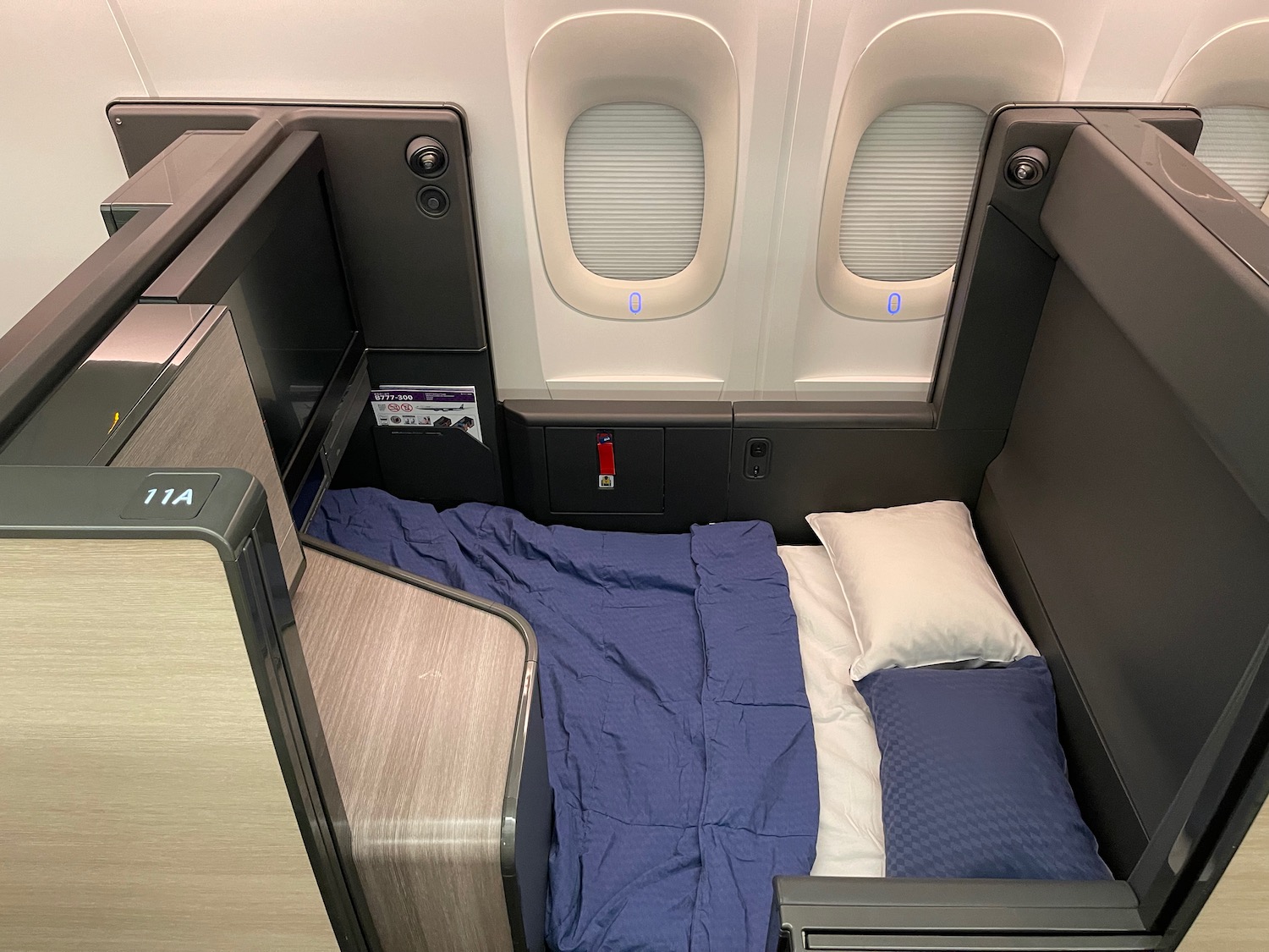 a bed in a plane