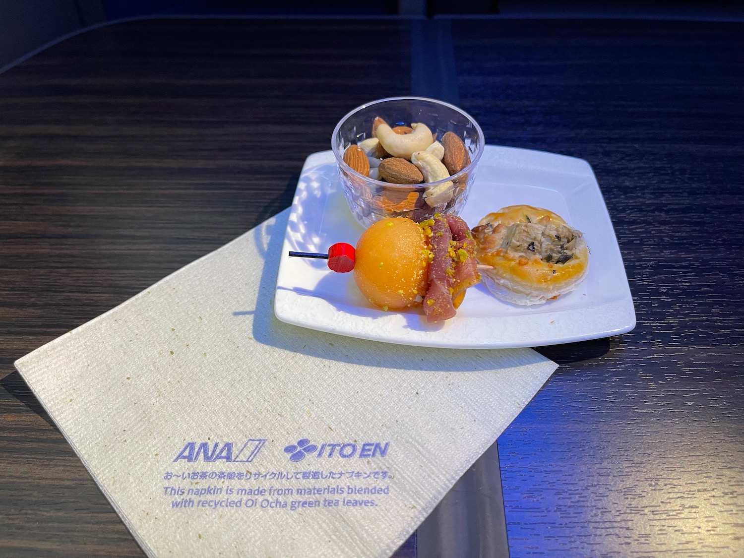a plate of food on a napkin