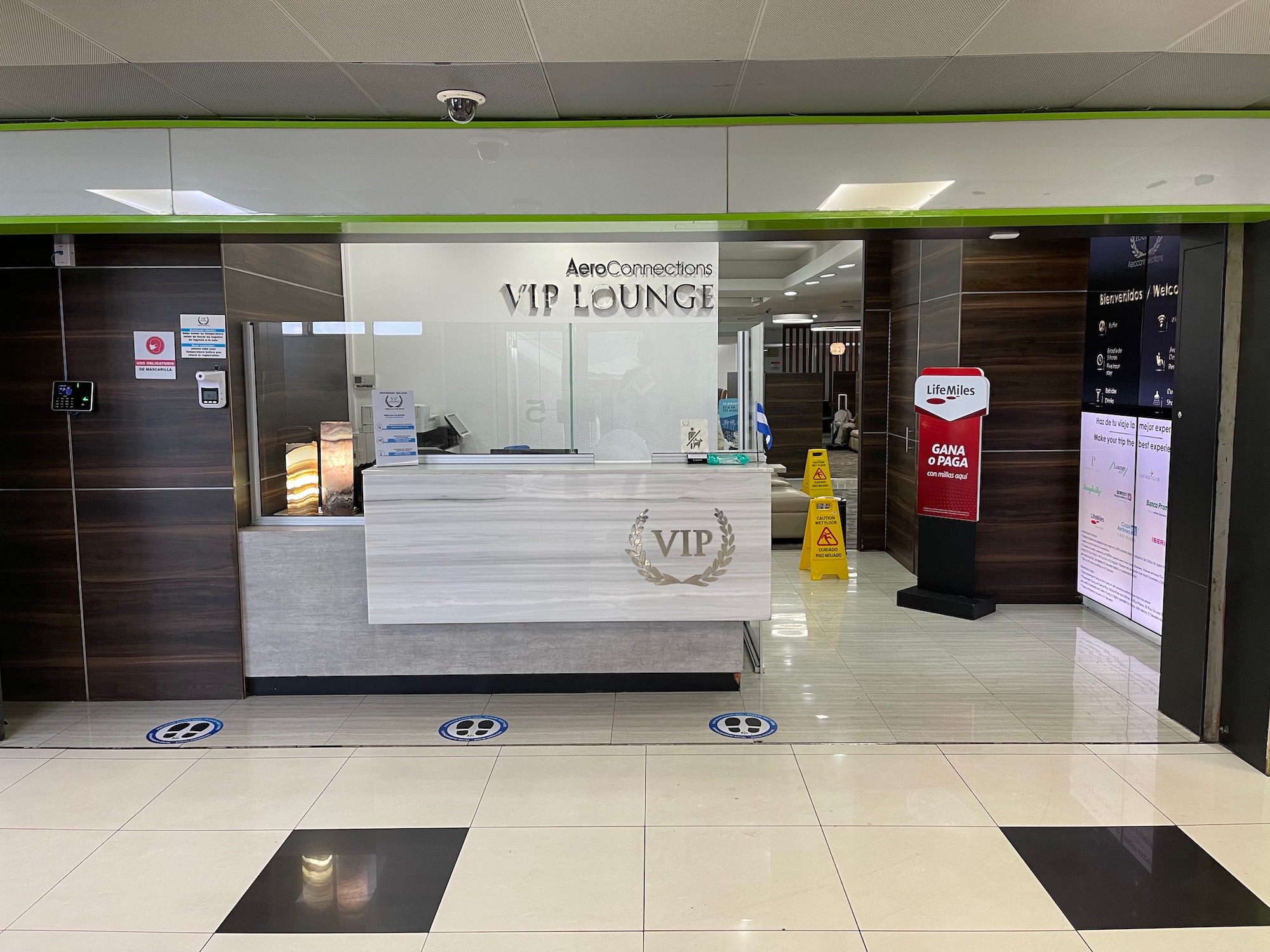 a reception desk in a building