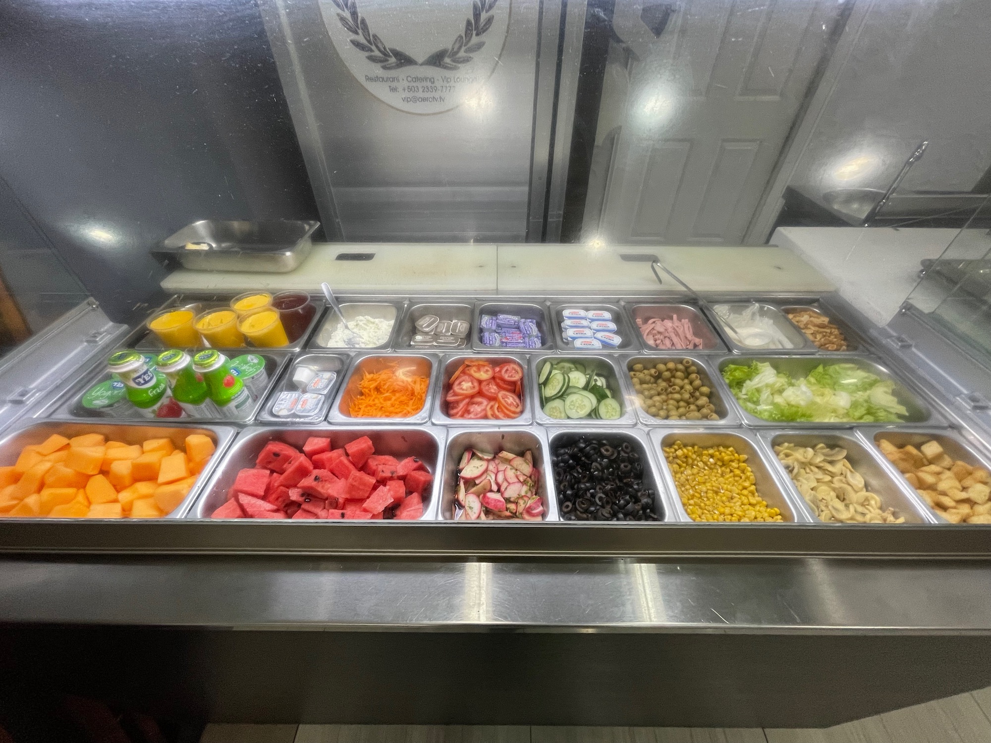 a trays of food in a restaurant