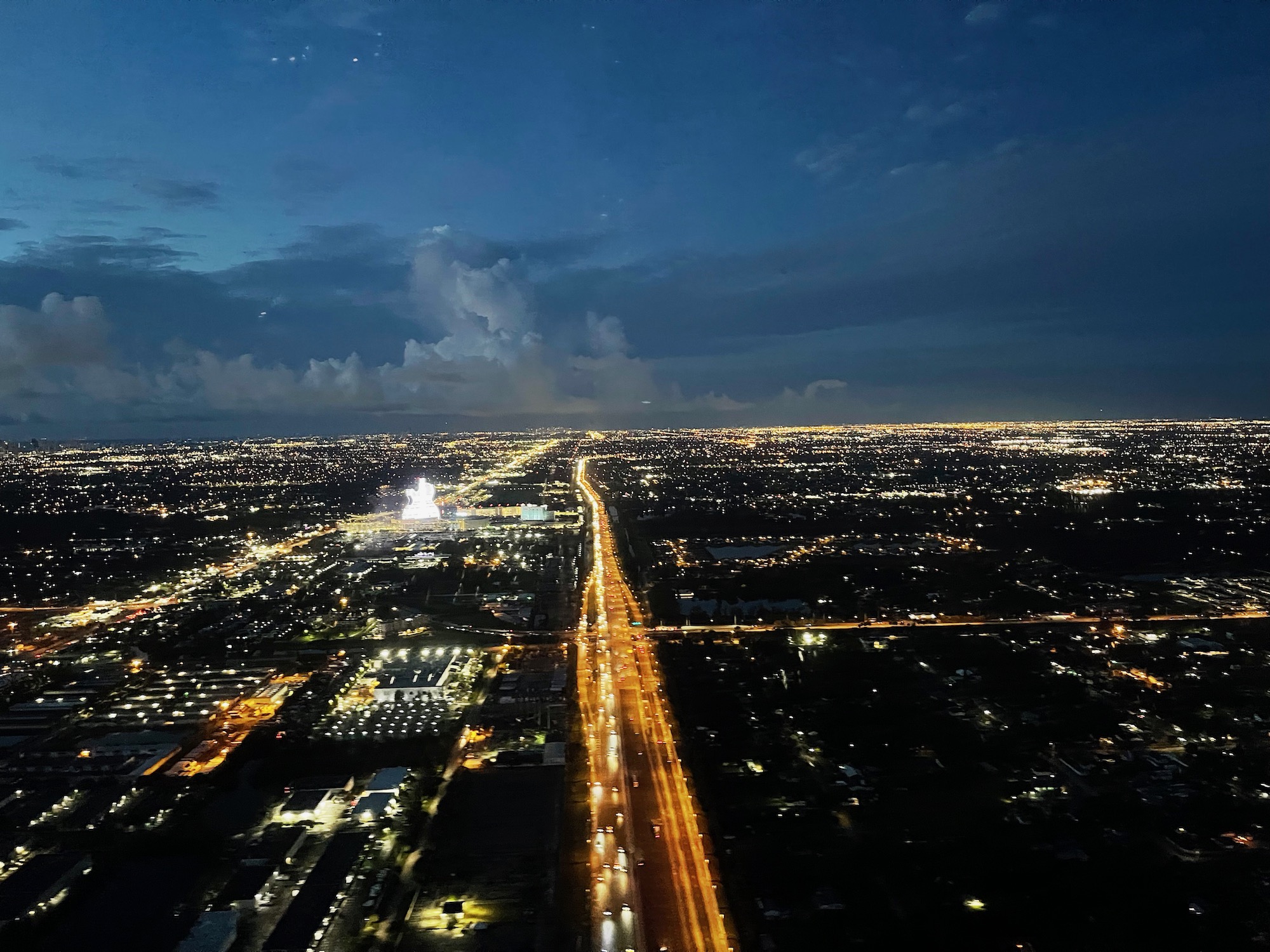 a city at night with lights