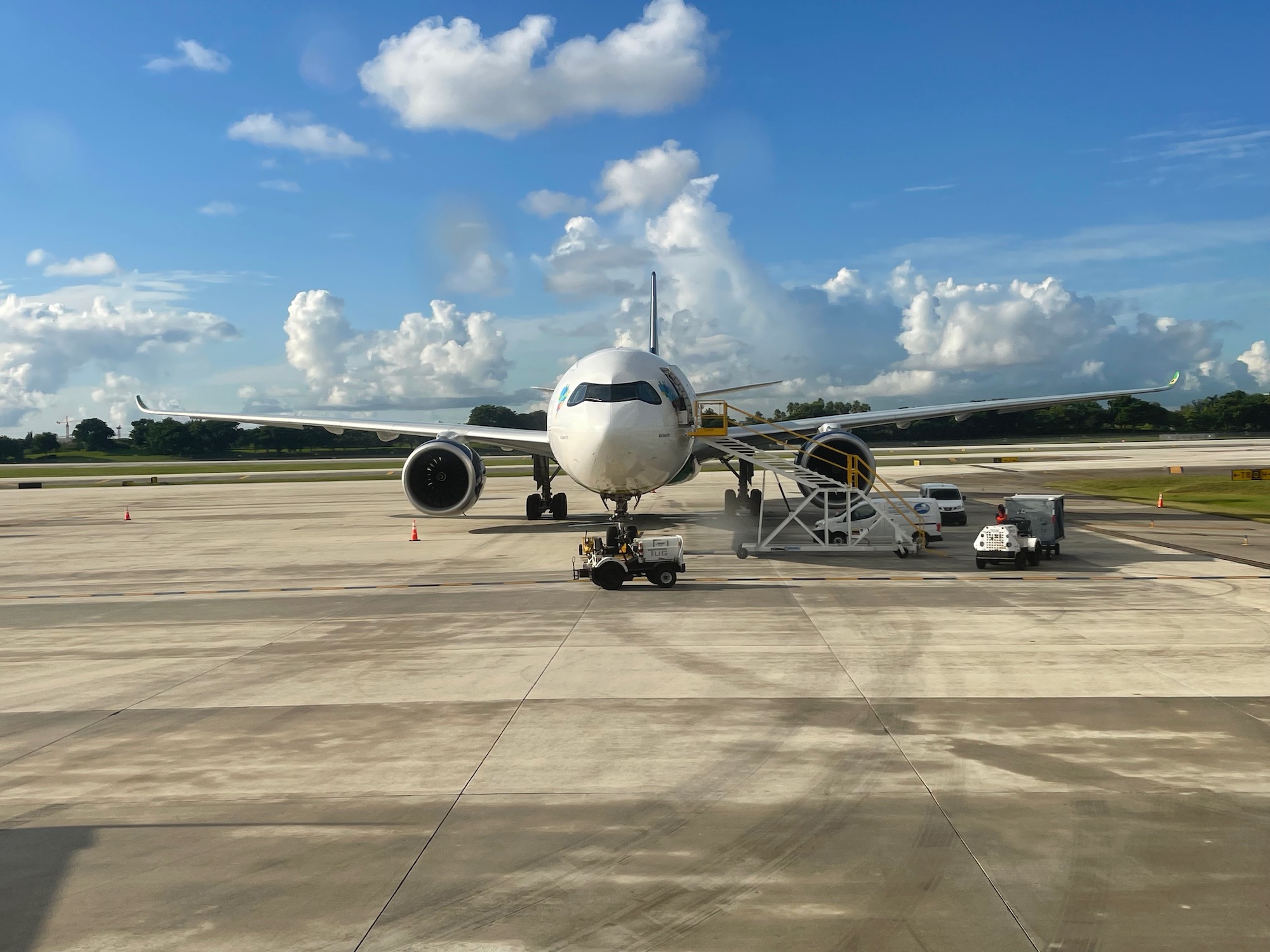 a plane on the runway