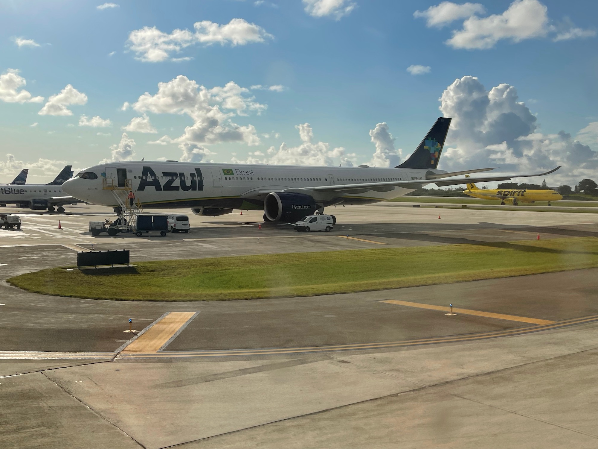 a plane on the runway